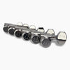 Allparts Top Lock Modern 6-in-line Mini Locking Tuning Keys with Screw-In Bushings, Staggered Posts,1-pin Anchor and Metal Hex Buttons - (set of 6) - Nickel