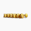 Allparts Top Lock Modern 6-in-line Mid-Size Locking Tuning Keys with Screw-In Bushings, Staggered Posts and Metal Hex Buttons - (set of 6) - Gold