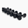 Allparts Top Lock Modern 6-in-line Mid-Size Locking Tuning Keys with Screw-In Bushings, Staggered Posts,1-pin Anchor and Metal Hex Buttons - (set of 6) - Black