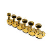 Allparts Top Lock Vin-Mod 6-in-line Locking Tuning Keys with Screw-In Bushings and Metal Oval Buttons - (set of 6) - Gold