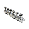 Allparts Top Lock Vin-Mod 6-in-line Locking Tuning Keys with Screw-In Bushings and Metal Oval Buttons - (set of 6) - Chrome
