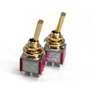 on on mini switch side by side view, gold