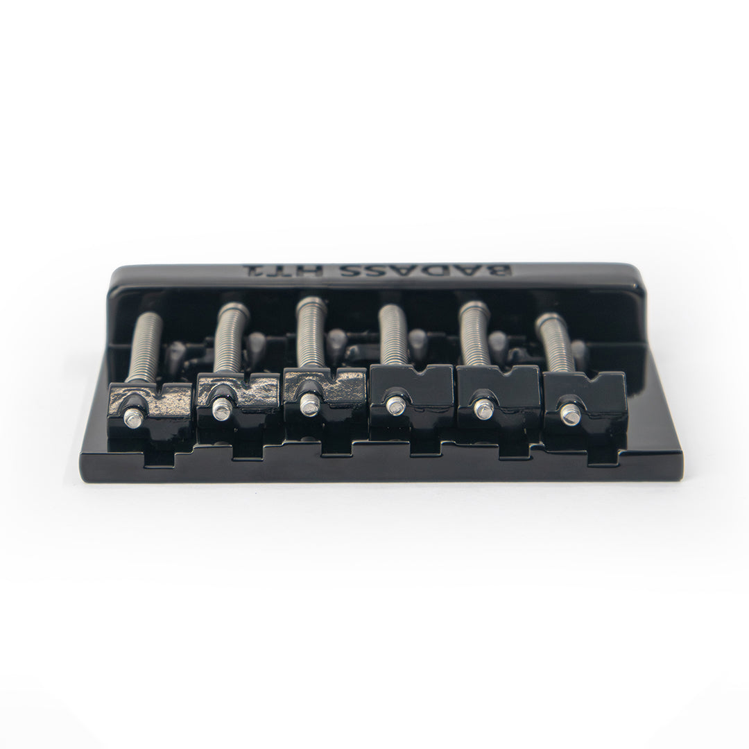 Badass HT1 guitar bridge front flat view black finish