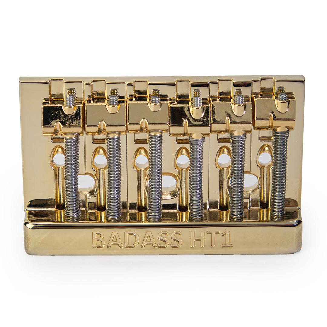 Badass HT1 guitar bridge front view gold finish