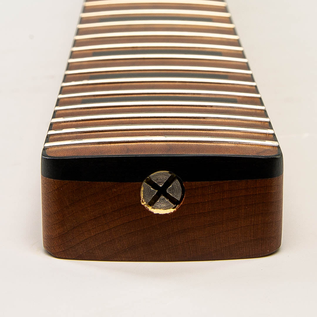 roasted flame maple jaguar neck heel view