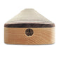 unfinished jazz bass neck with rosewood fretboard heel front facing close up view