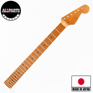 ap select layla roasted maple neck front angled view with badges