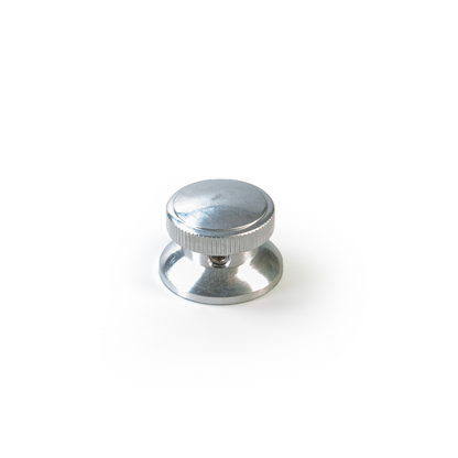 goldo flite lite knob top angled view polished aluminum