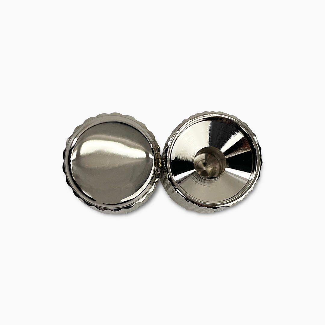 heavy knurl knob set top and bottom view nickel