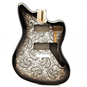primo black paisley jazzmaster body front view