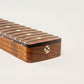 roasted flame maple strat neck with rosewood fretboard angled heel view