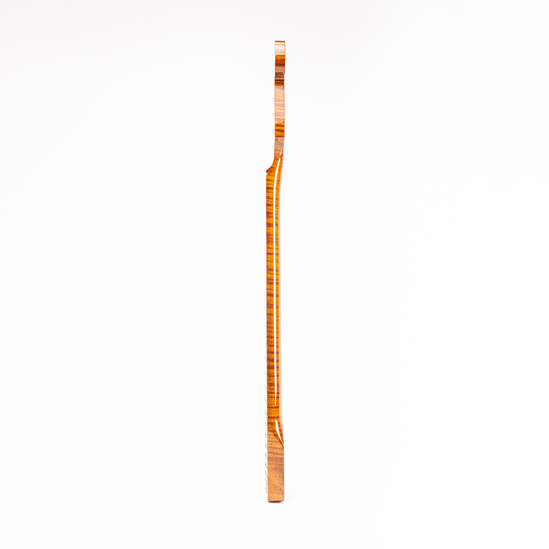 roasted flame maple premium guitar neck vertical side view