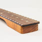 allparts roasted flame maple strat neck with rosewood fretboard angled heel view