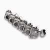 Allparts Top Lock Vintage Locking 6-in-line Locking Tuning Keys with Press-Fit Bushings, Staggered Posts and Metal Oval Buttons - (set of 6) - Nickel
