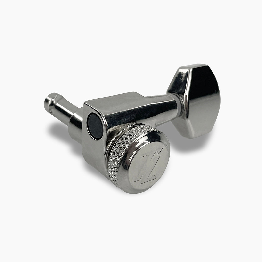 Allparts Top Lock Modern 6-in-line mini locking single front view nickel
