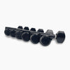 Allparts Top Lock Modern 6-in-line Mini Locking Tuning Keys with Screw-In Bushings, Staggered Posts,1-pin Anchor and Metal Hex Buttons - (set of 6) - Black