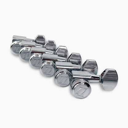Allparts Top Lock Modern 6-in-line mini locking set view chrome