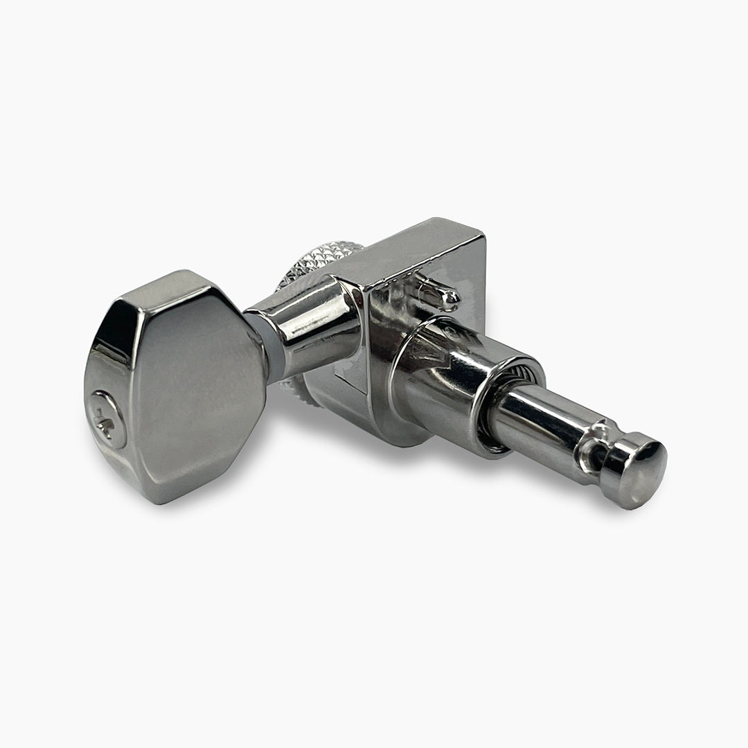 Allparts Top Lock Modern 6-in-line mini locking single rear view nickel