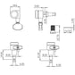 Allparts Top Lock Modern 6-in-line mini key locking staggered line drawing