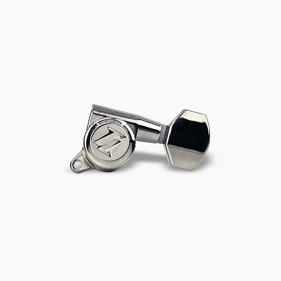 Allparts Top Lock locking tuner single front view nickel