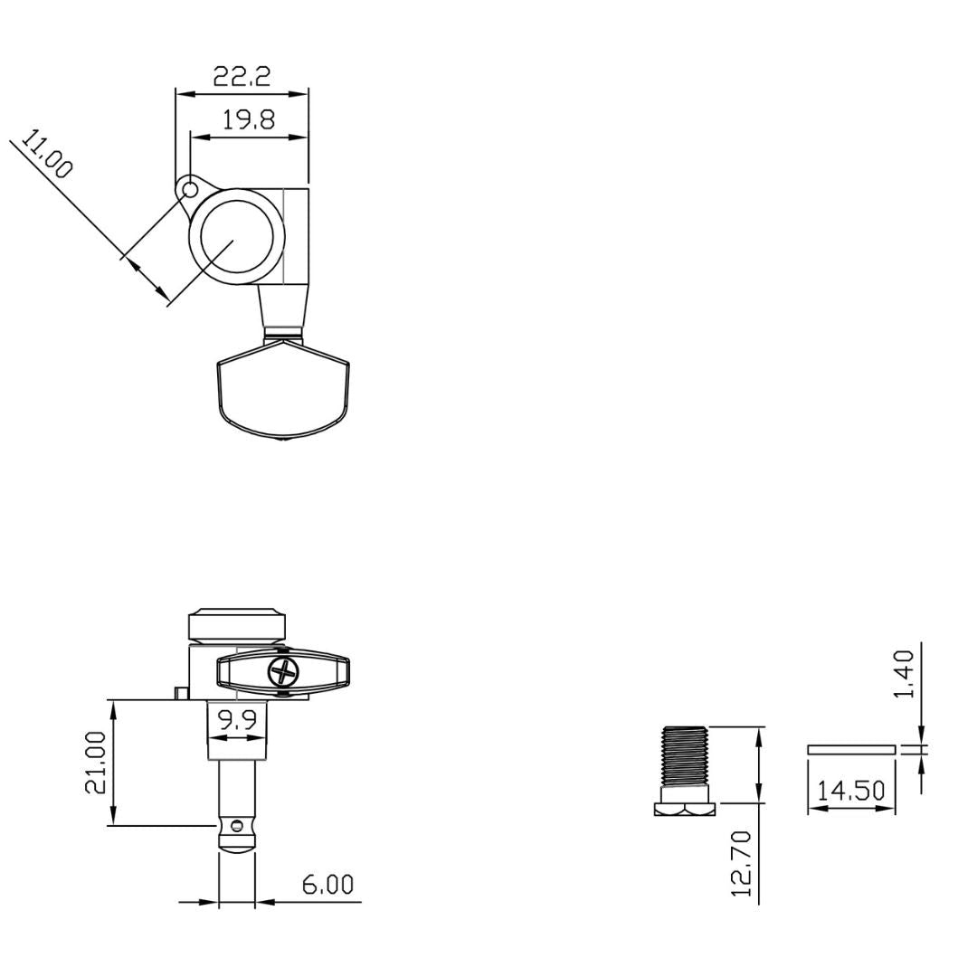 Allparts Top Lock mid sized locking 3x3 line drawing