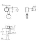 Allparts Top Tier Modern 2 pin 6 in line tuner line drawing