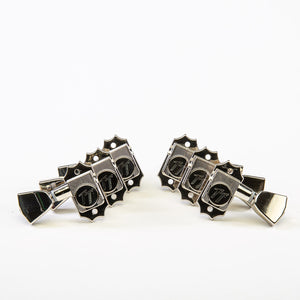 Allparts Top Tier vin mod 3x3 guitar keys with keystone button set view nickel