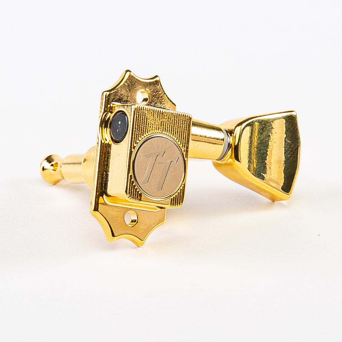 Allparts Top Tier vin mod 3x3 keys w/ keystone button single front view gold
