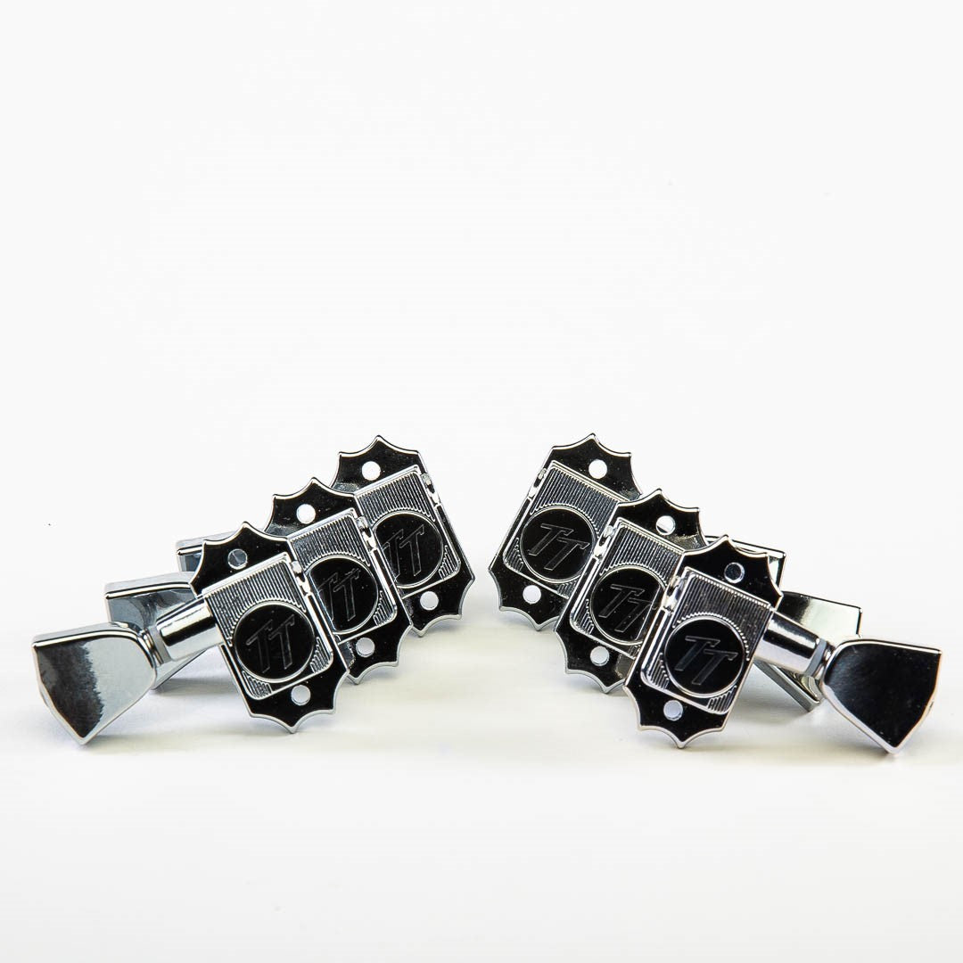 Allparts Top Tier vin mod 3x3 keys w/ keystone button set view chrome