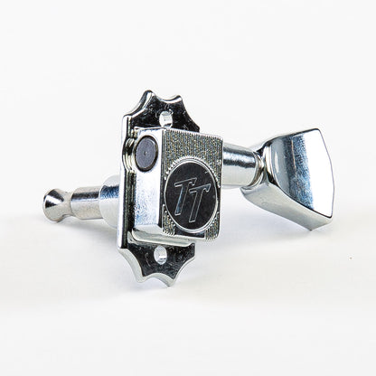 Allparts Top Tier vin mod 3x3 keys w/ keystone button single front view chrome