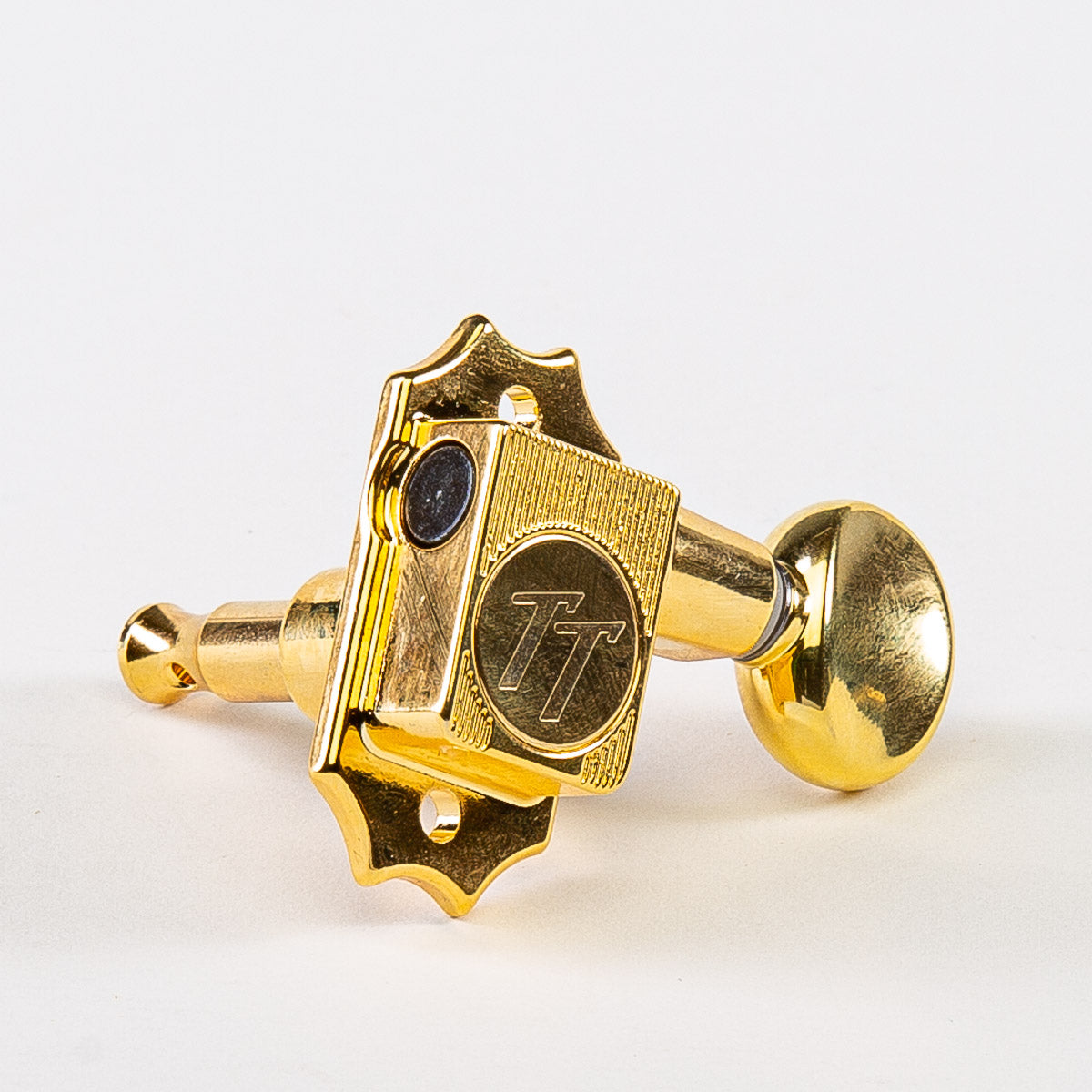 Allparts Top Tier vin mod 3x3 keys w/ oval button single front view gold
