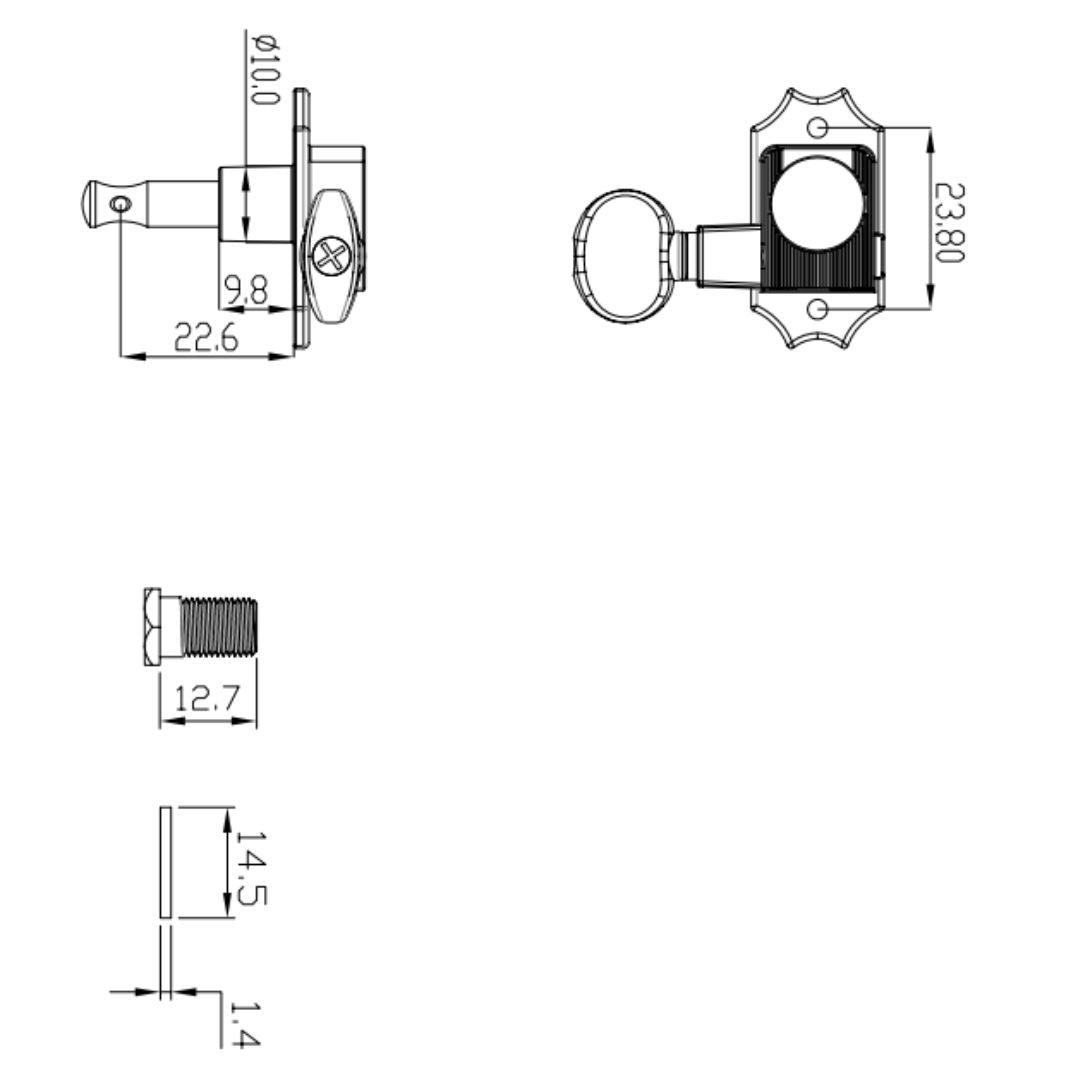 Allparts Top Tier in mod 3x3 keys w/ oval button line drawing