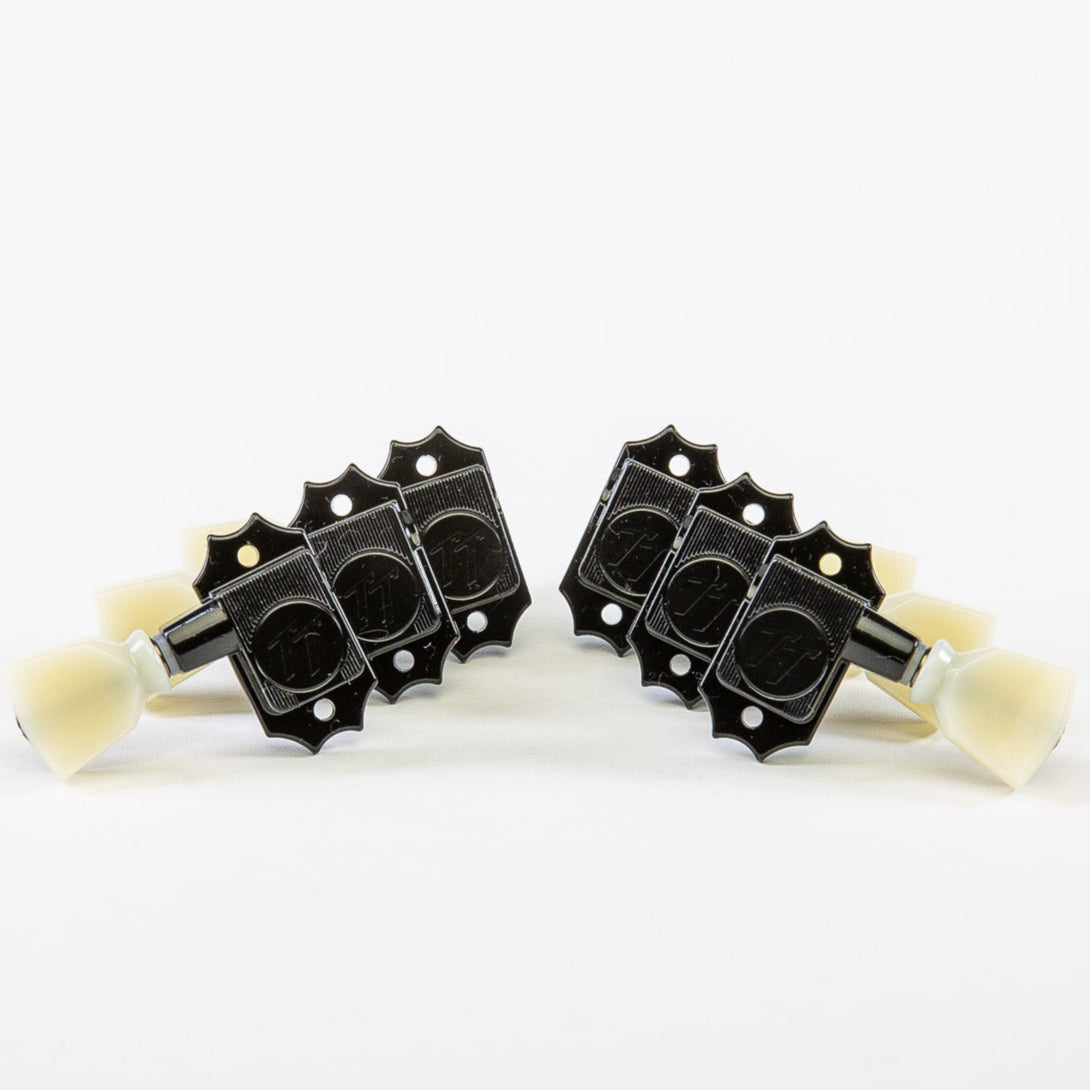 Allparts Top Tier vin mod 3x3 keys w/ cream plastic keystone button set view black