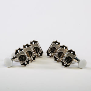 Allparts Top Tier vin mod 3x3 keys w/ white plastic oval buttons set view nickel 
