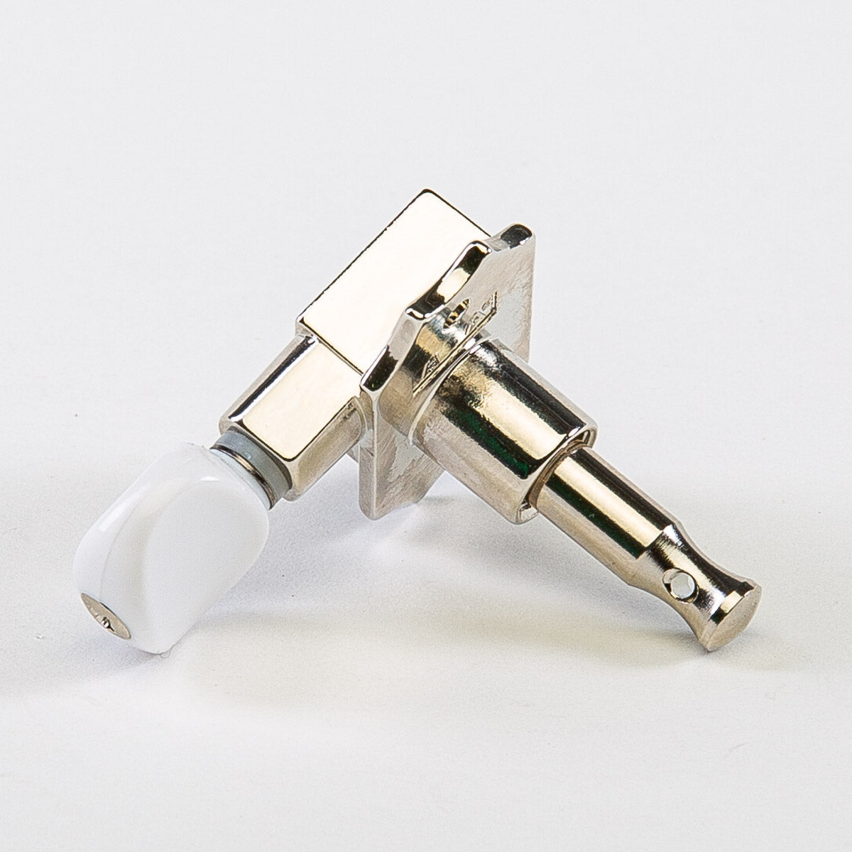Allparts Top Tier vin mod 3x3 keys w/ white plastic oval buttons single back view nickel