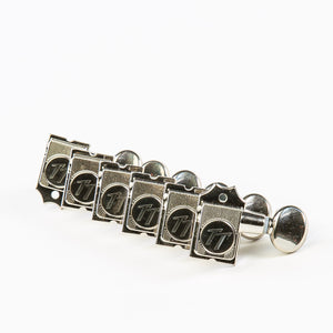 Allparts Top Tier 6 in-line keys w/ oval button set view nickel 