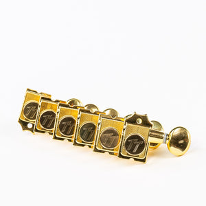Allparts Top Tier 6 in-line keys w/ oval button set view gold