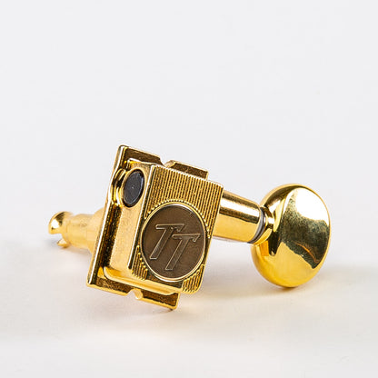 Allparts Top Tier 6 in-line keys w/ oval button single front view gold