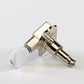 Allparts Top Tier 6 in-line keys w/ white plastic oval buttons single back view nickel
