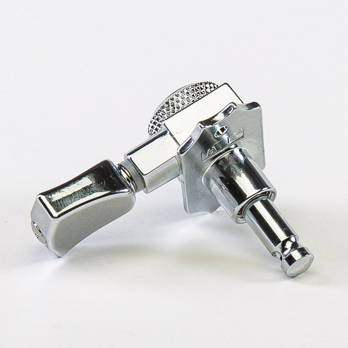 Allparts Top Lock 3x3 locking keys with keystone button single back view chrome