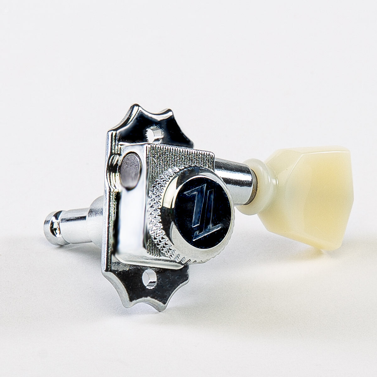 Allparts Top Tier 3x3 locking keys with cream plastic keystone button single chrome