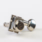 Allparts Top Lock 6 in-line staggered post locking keys w/ oval button single front view nickel