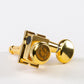 Allparts Top Lock 6 in-line staggered post locking keys w/ oval button single front view gold