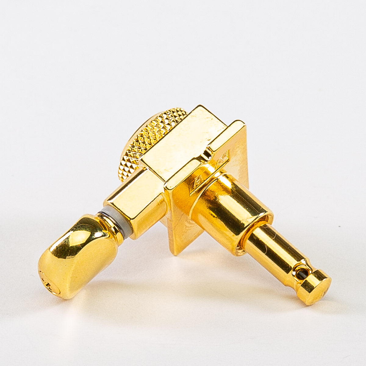 Allparts Top Lock 6 in-line staggered post locking keys w/ oval button single back view gold