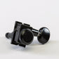 Allparts Top Lock 6 in-line staggered post locking keys w/ oval button single front view black