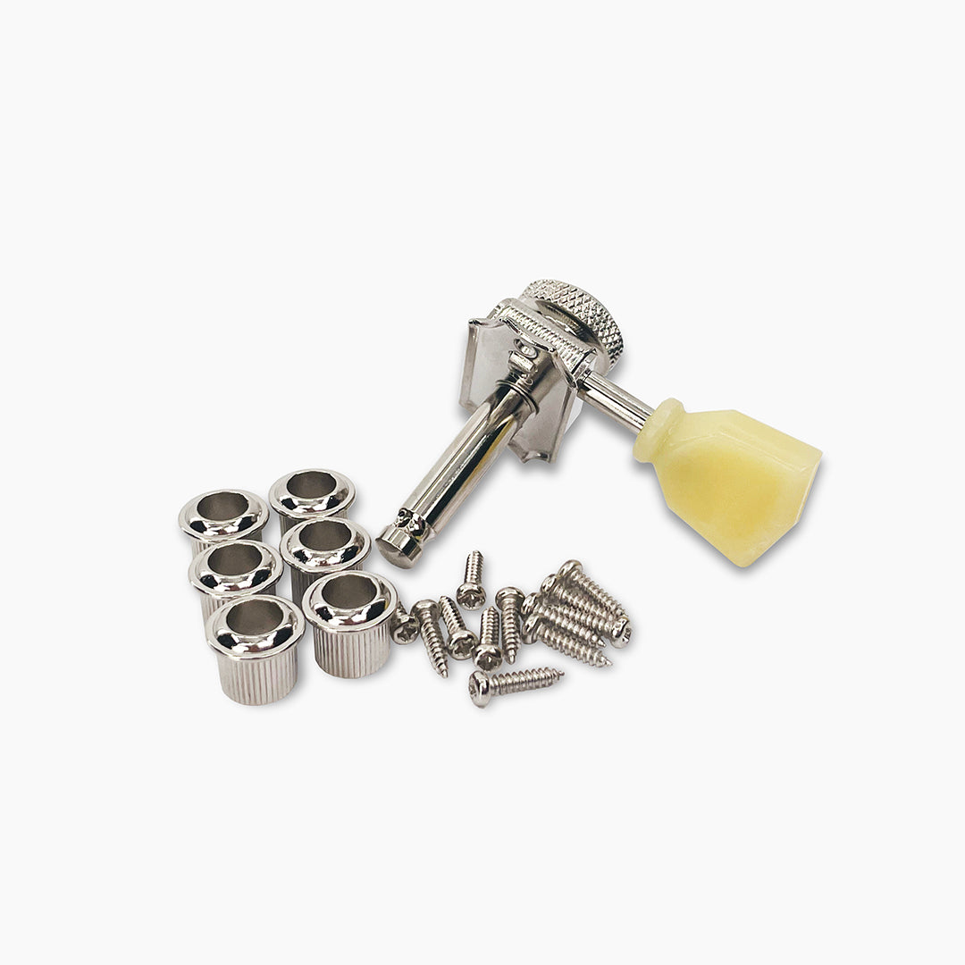 Allparts Top Lock vintage 3x3 single back view with hardware nickel