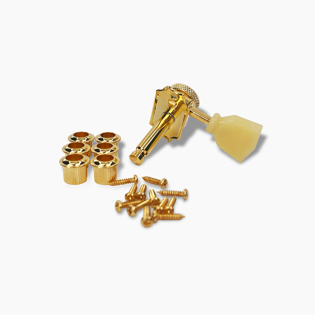 Allparts Top Lock vintage locking back and hardware view gold