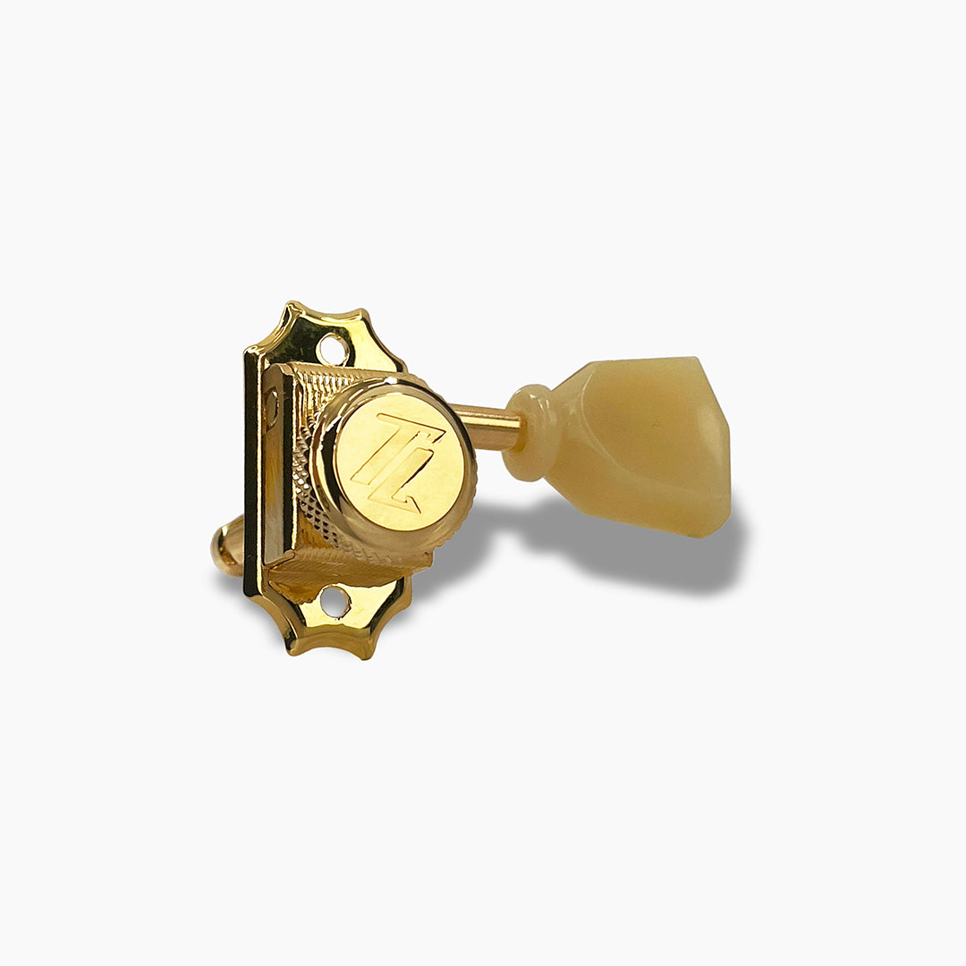 Allparts Top Lock vintage locking 3x3 single front view gold