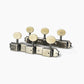 Allparts Top Tier vintage 3x3 strip tuner set view nickel