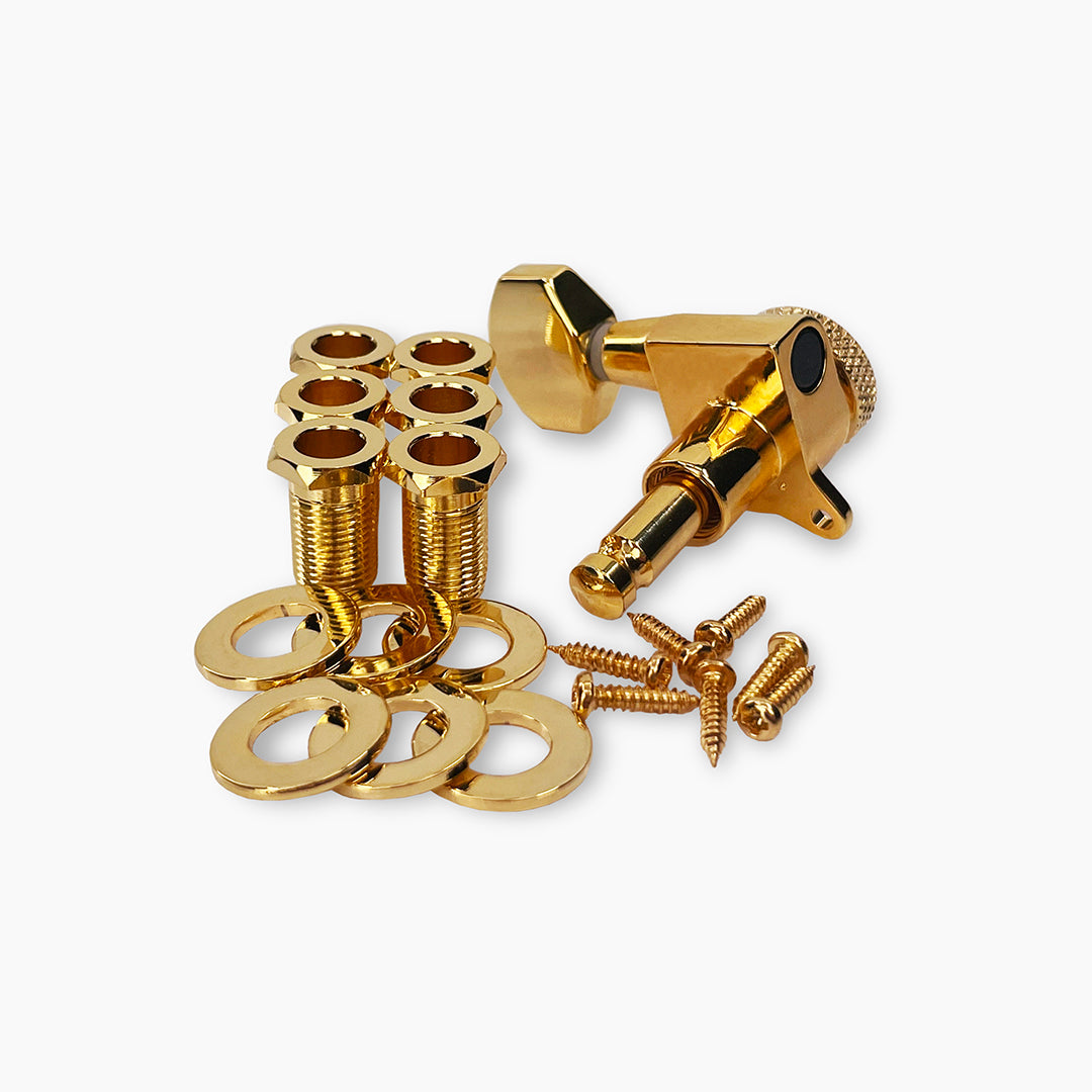 Allparts Top Lock locking tuner back and hardware view gold
